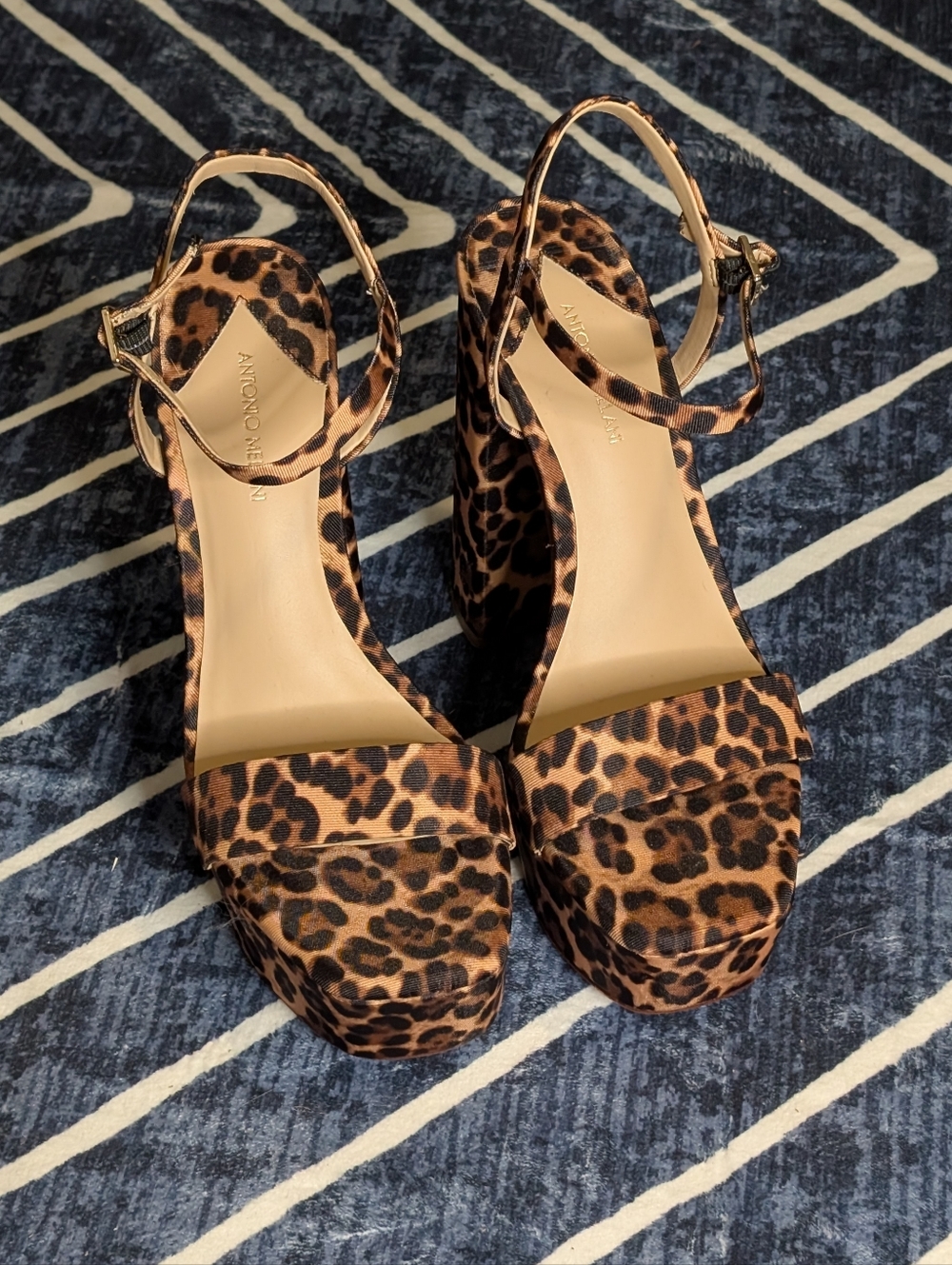 ANTONIO MELANI Seena Leopard-Print Platform Heel Sandals